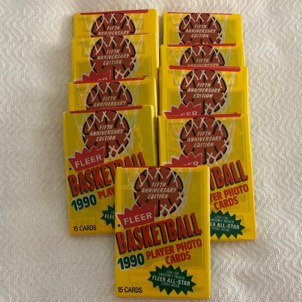 Fleer 1990 5th Anniversary Edition Basketball Player Photo Cards 9 packs of 15
